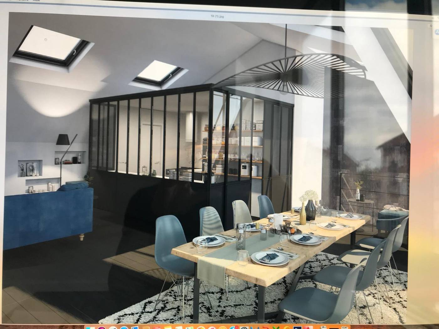 Visuel 3D d'un projet de cuisine verrière